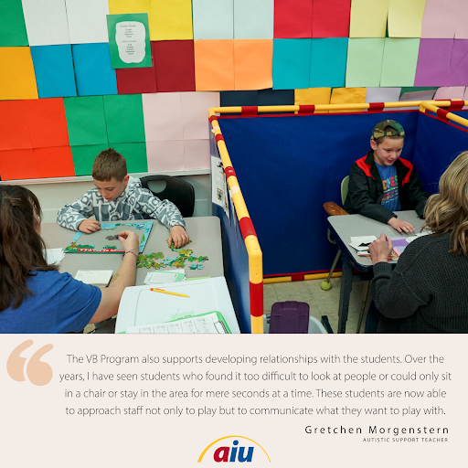 Gretchen Morgenstern, an Elementary Autistic Support teacher with students