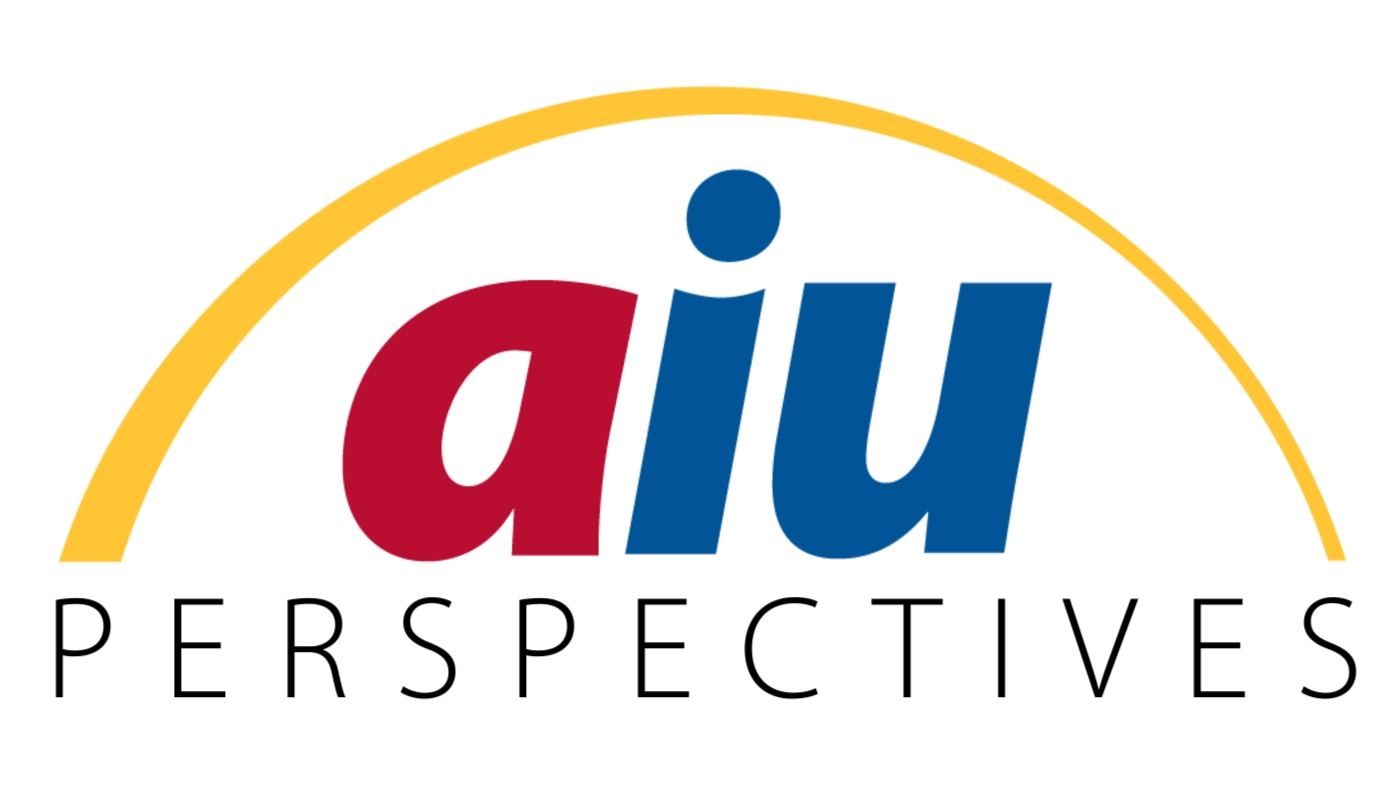 The red, blue, and yellow AIU logo with the word "Perspectives" underneath it in black.