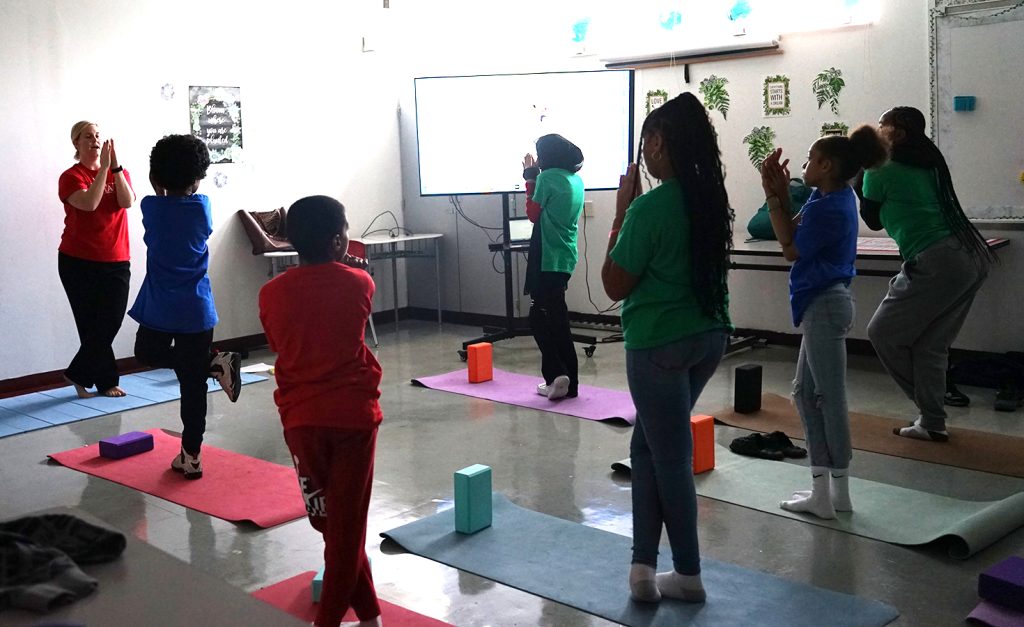 Duquesne students practice yoga