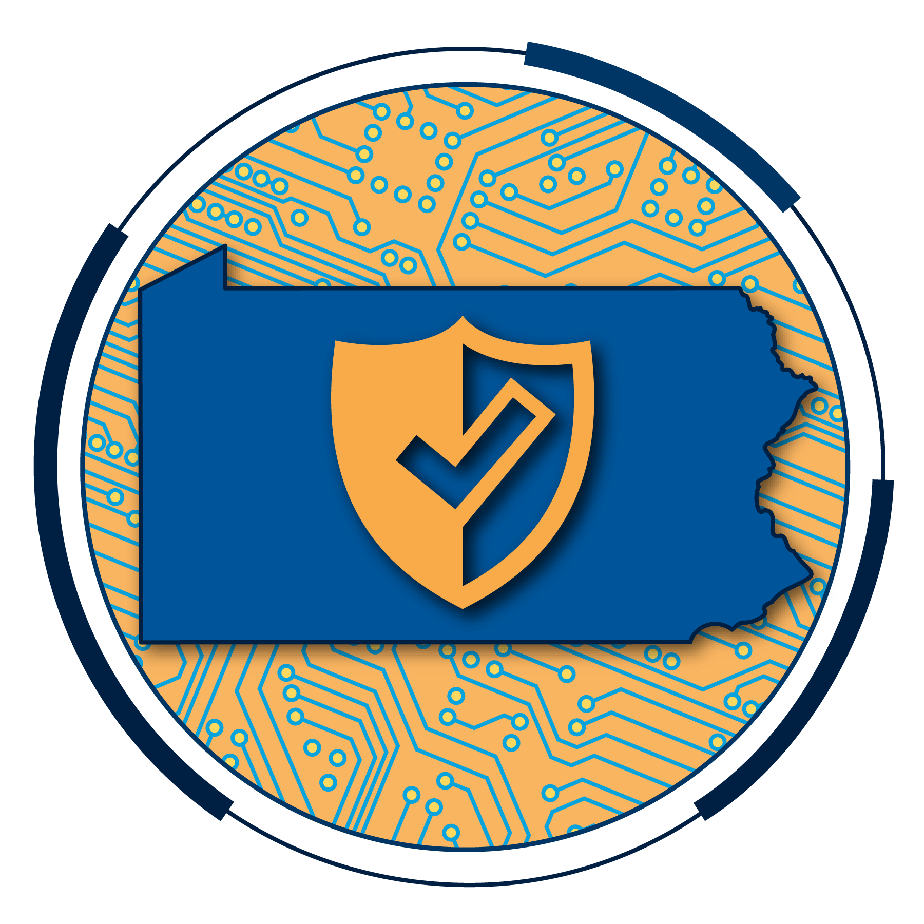 graphic logo for PA Digital Trust Hub with outline of the state of Pennsylvania