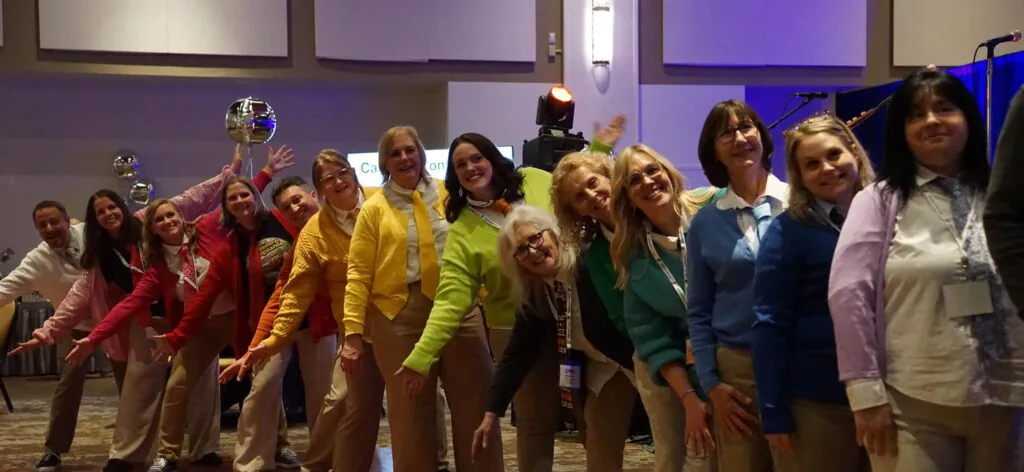 IU staff from across the state dressed in colorful cardigans as a nod to the Mr. Rogers-inspired theme.